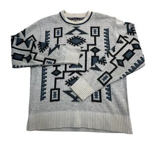 Vintage Dimension By Milford Sweater Mens Medium Gray Aztec Crewneck USA 90s